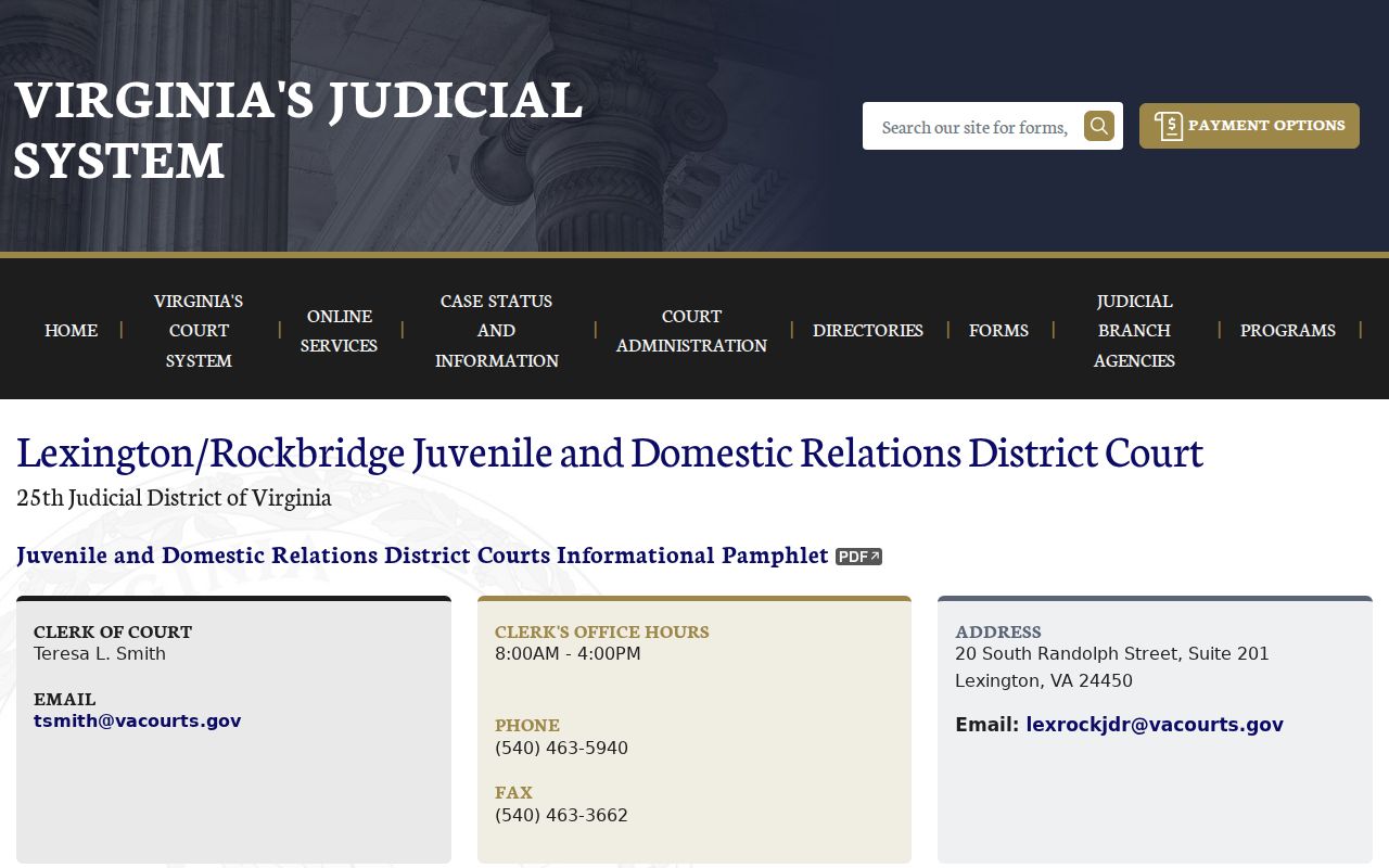 Rockbridge County warrant access reference: Lexington/Rockbridge JDR court information and privacy limits