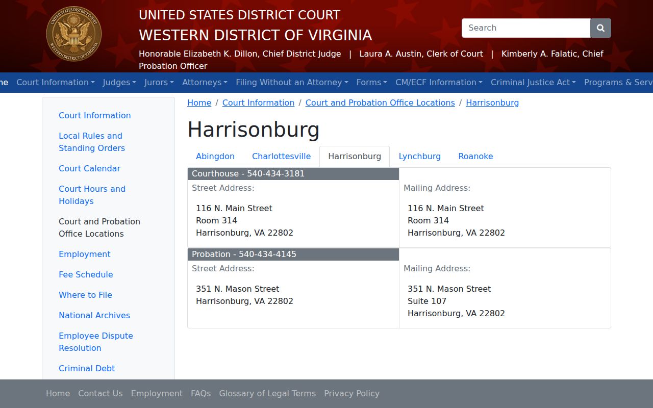 Rockbridge County arrest warrant reference: Western District of Virginia federal court location